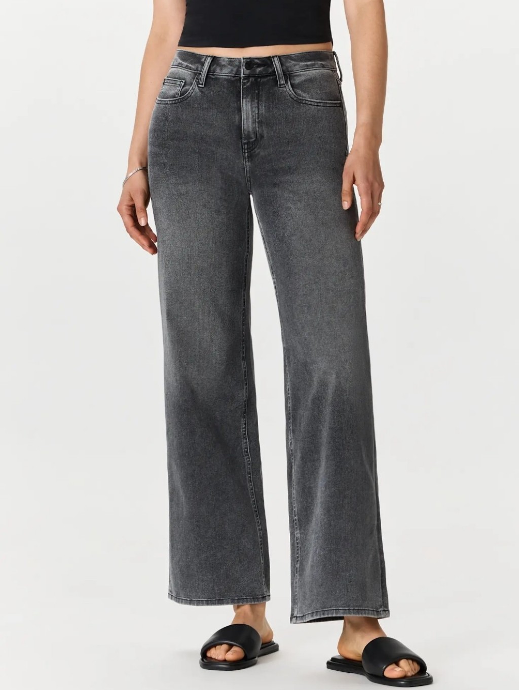 Quince Bella Stretch Wide Leg Jeans Organic Cotton In Greyed Out Nwot